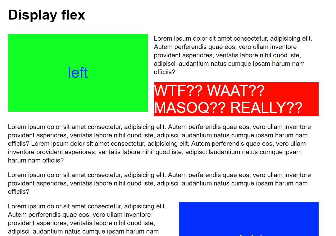 Teste com float utilizando o display flex