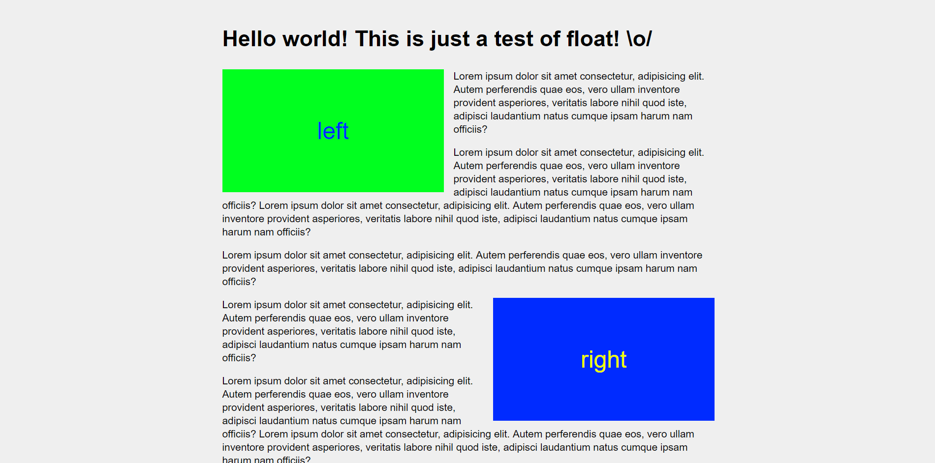 Protótipo de layout utilizando float